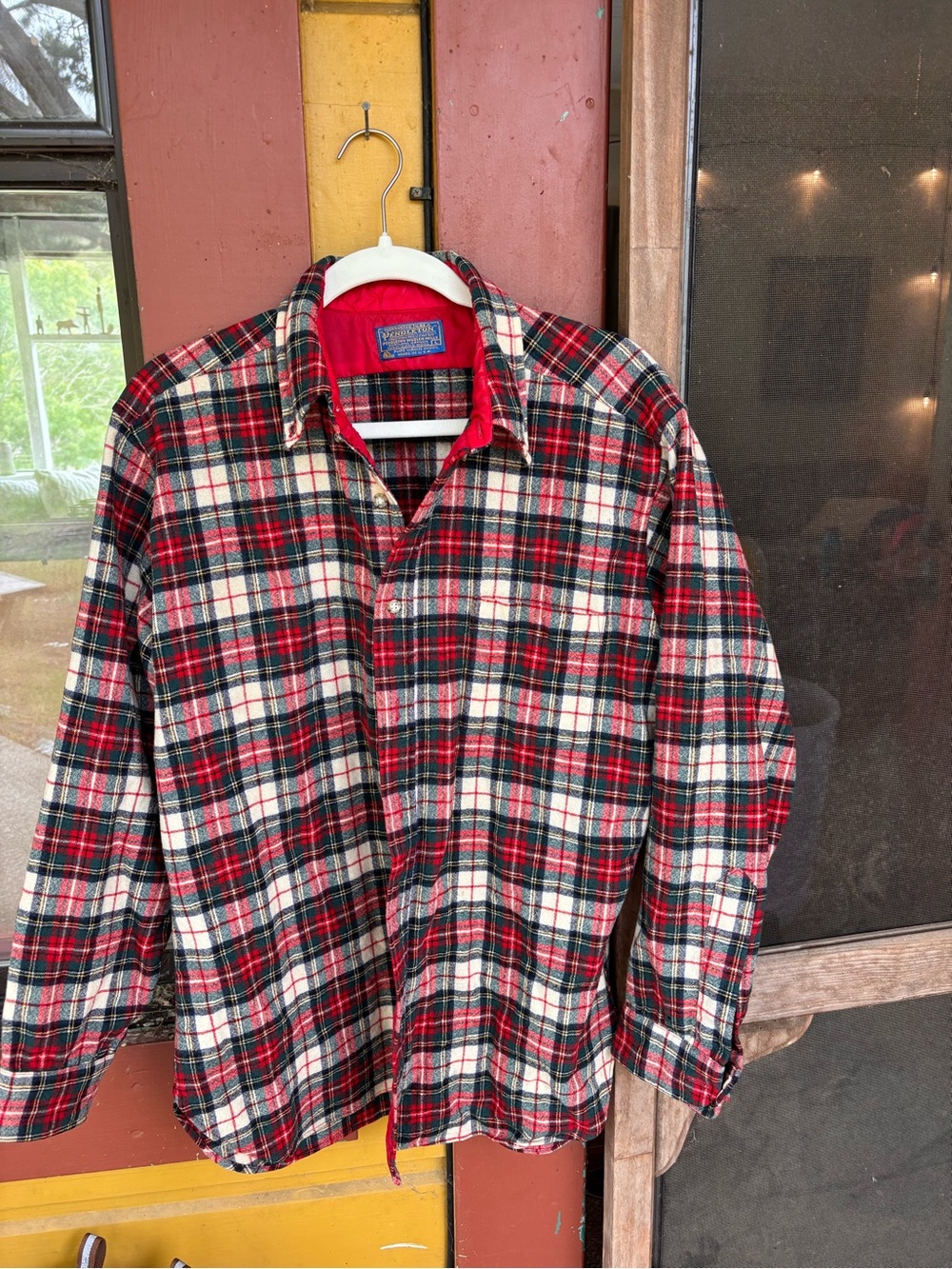 Pendleton Red, White & Black Plaid Button-Down Flannel Shirt